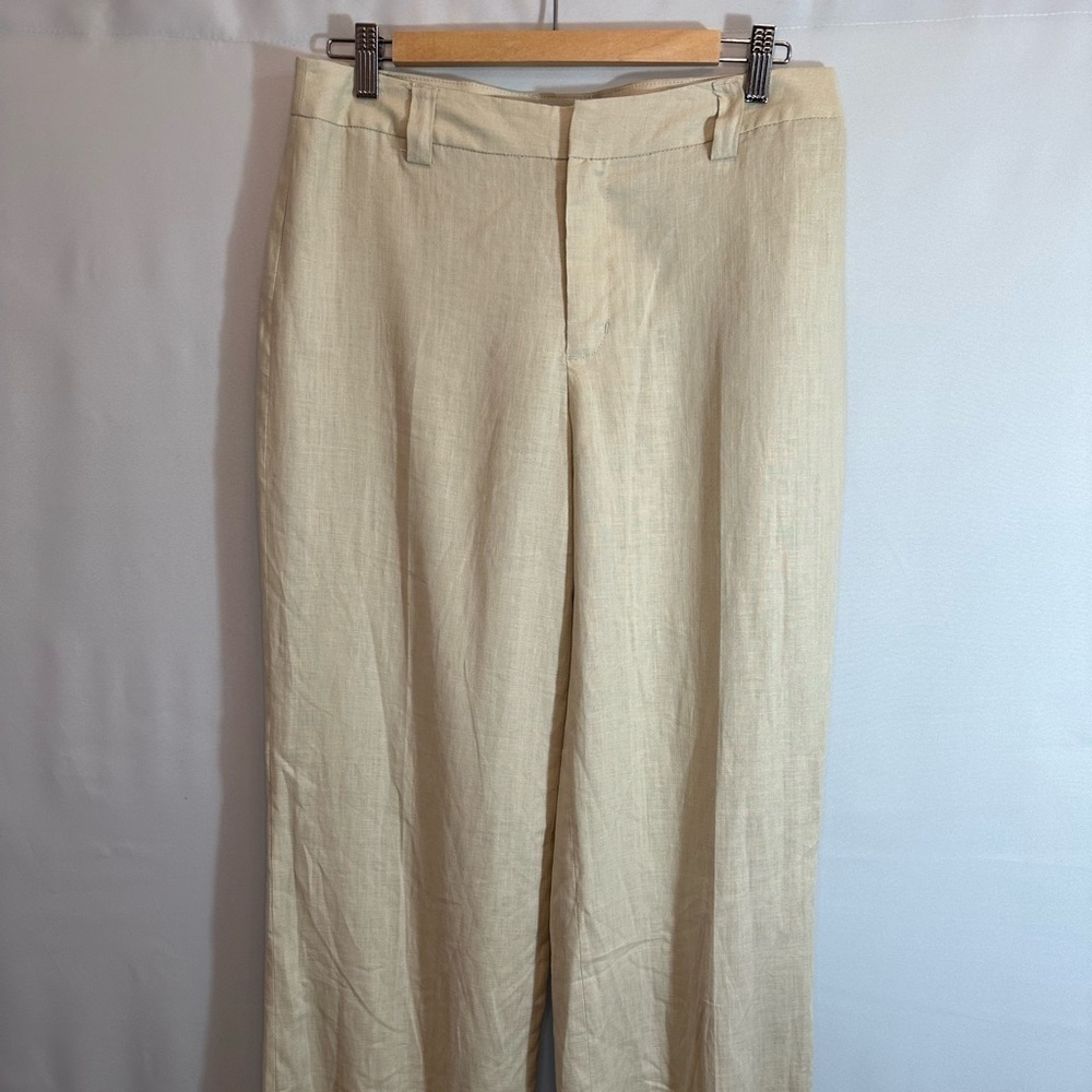 Merona Womens 100% Linen Pants Wide Leg Lined Size 8 Career Business Casual Tan - Picture 13 of 13
